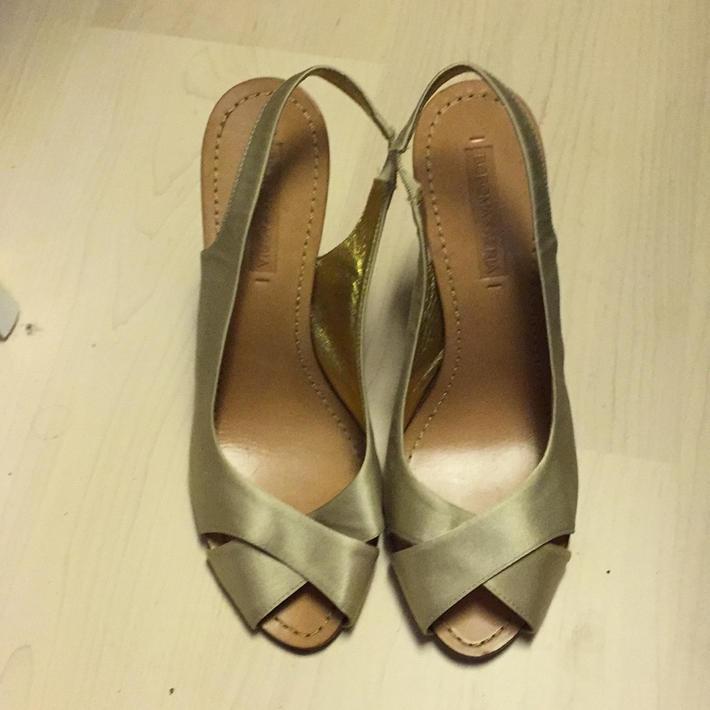 Bcbg max azria soft muted gold satin sling 8